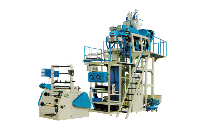 SJ-45x2、50x2、55x2、60x2型雙層聚丙烯（PP）、低密度聚乙烯（LDPE）、線形低密度聚乙烯（LLDPE）共擠吹膜機(jī)組